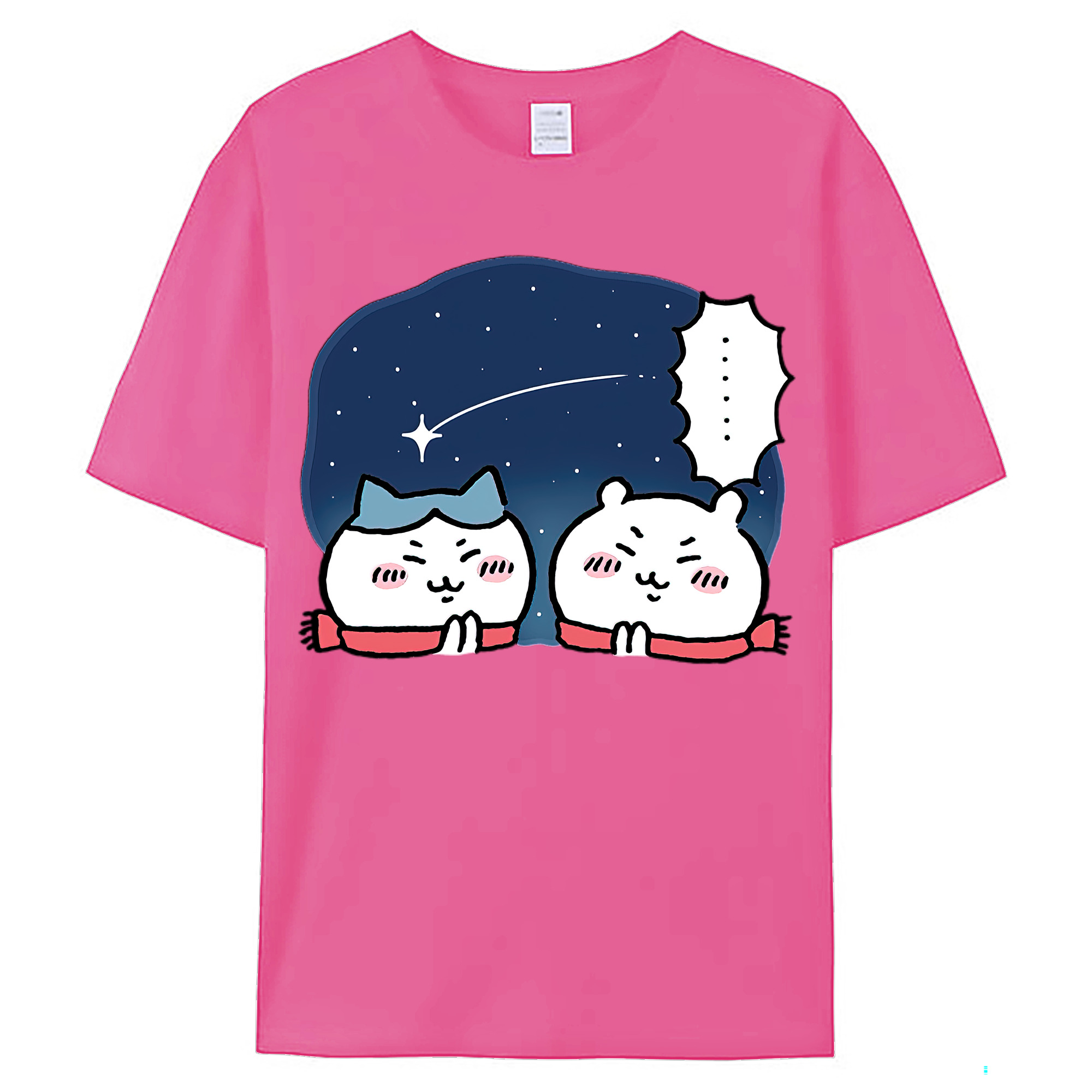 （画像用） ちいかわ ハチワレ Chii-kawa hachiware レディースカジュアルプリントTシャツ（綿100％）